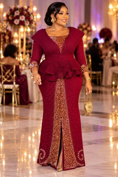 Burgundy Embellished Gown — G & I Designs Boutique