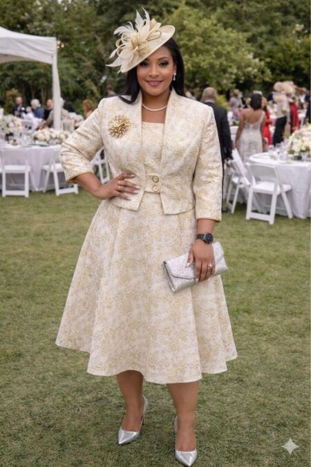 Champagne Jacquard Jacket Dress โ G & I Designs Boutique