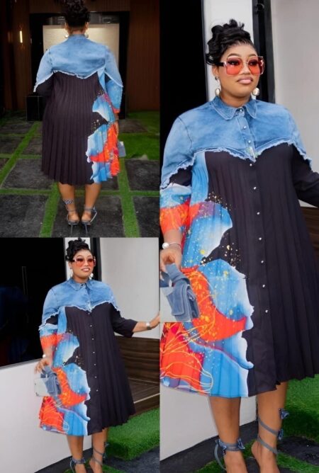 Floral Jean Flair Dress — G & I Designs Boutique