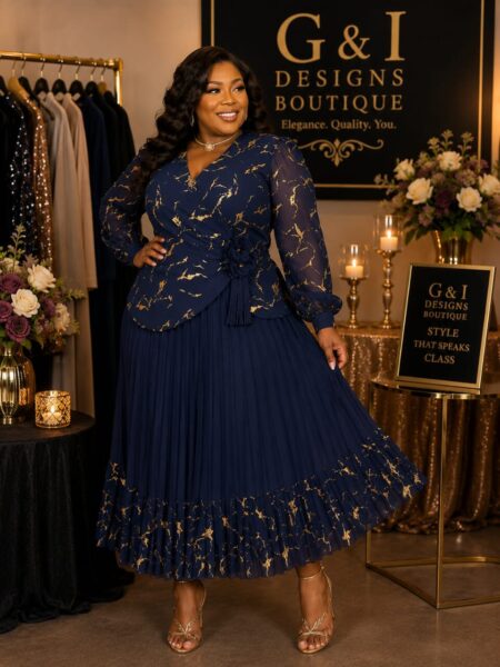 Navy Embellished Two-Piece โ G & I Designs Boutique