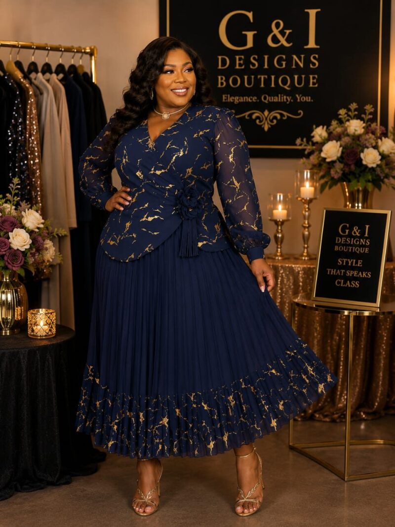 Navy Embellished Two-Piece — G & I Designs Boutique