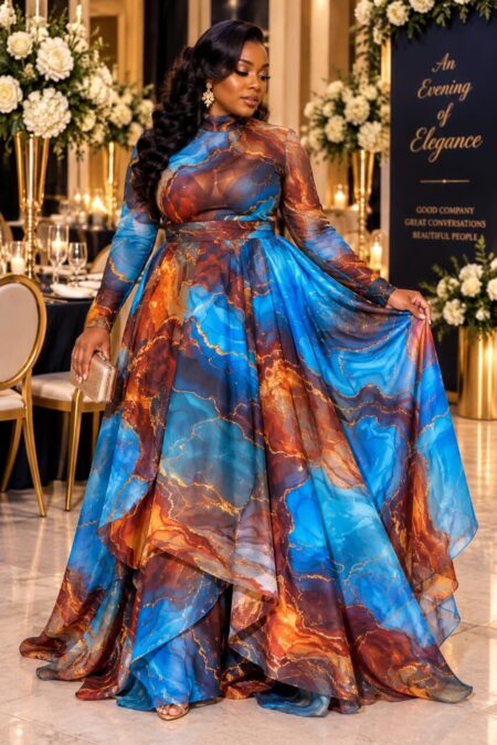 Ocean Print Maxi Gown — G & I Designs Boutique