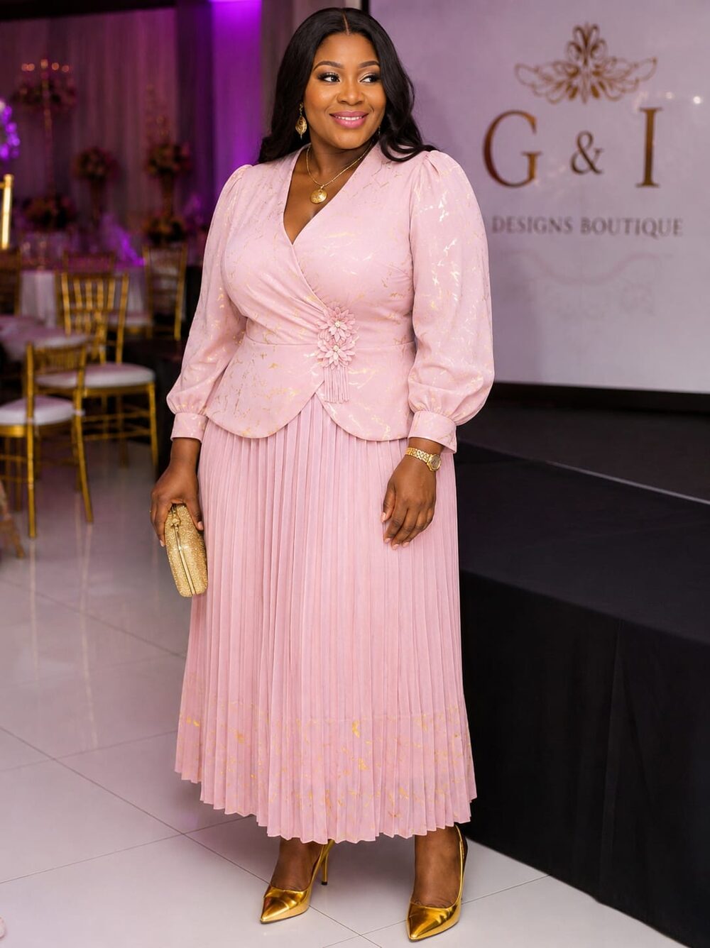 Pink Pleated Two-Piece — G & I Designs Boutique
